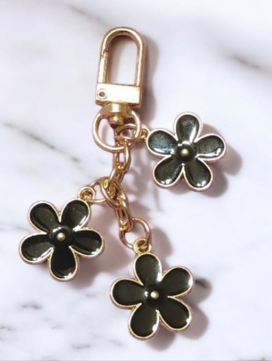 Accessories - Gold-Tone Black Daisy Bag Charm or  Keychain
